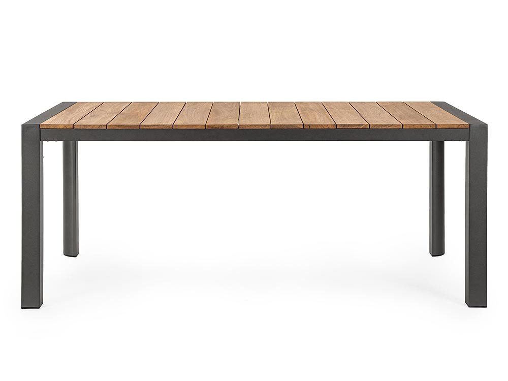Mesa fija para comedor exterior Cameron de aluminio y madera de teca Bizzotto - 6