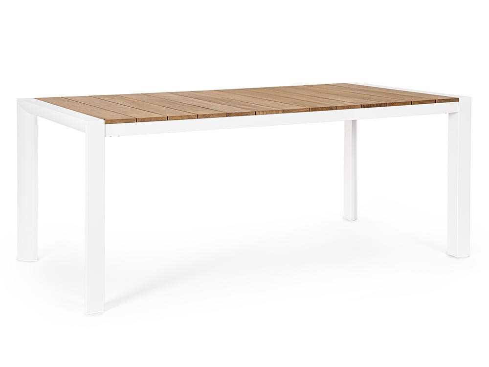 Mesa fija para comedor exterior Cameron de aluminio y madera de teca Bizzotto - 3