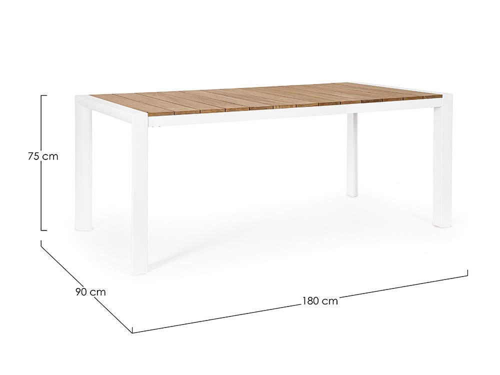 Mesa fija para comedor exterior Cameron de aluminio y madera de teca Bizzotto - 13