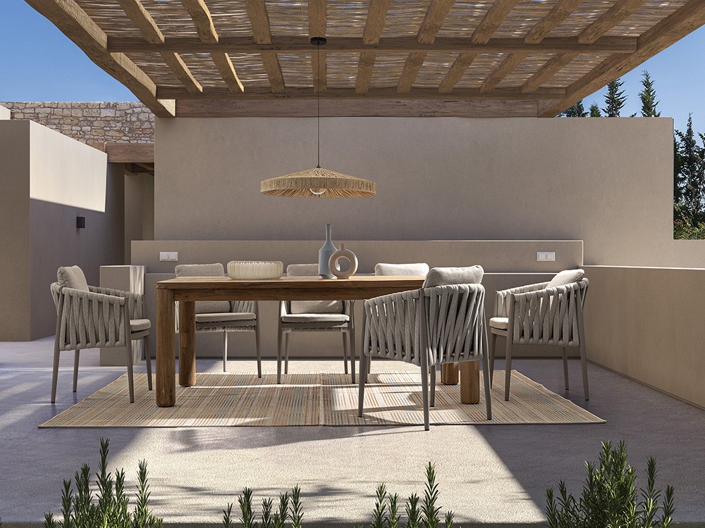 Mesa de comedor exterior Maverick de madera de teca reciclada Bizzotto - 10