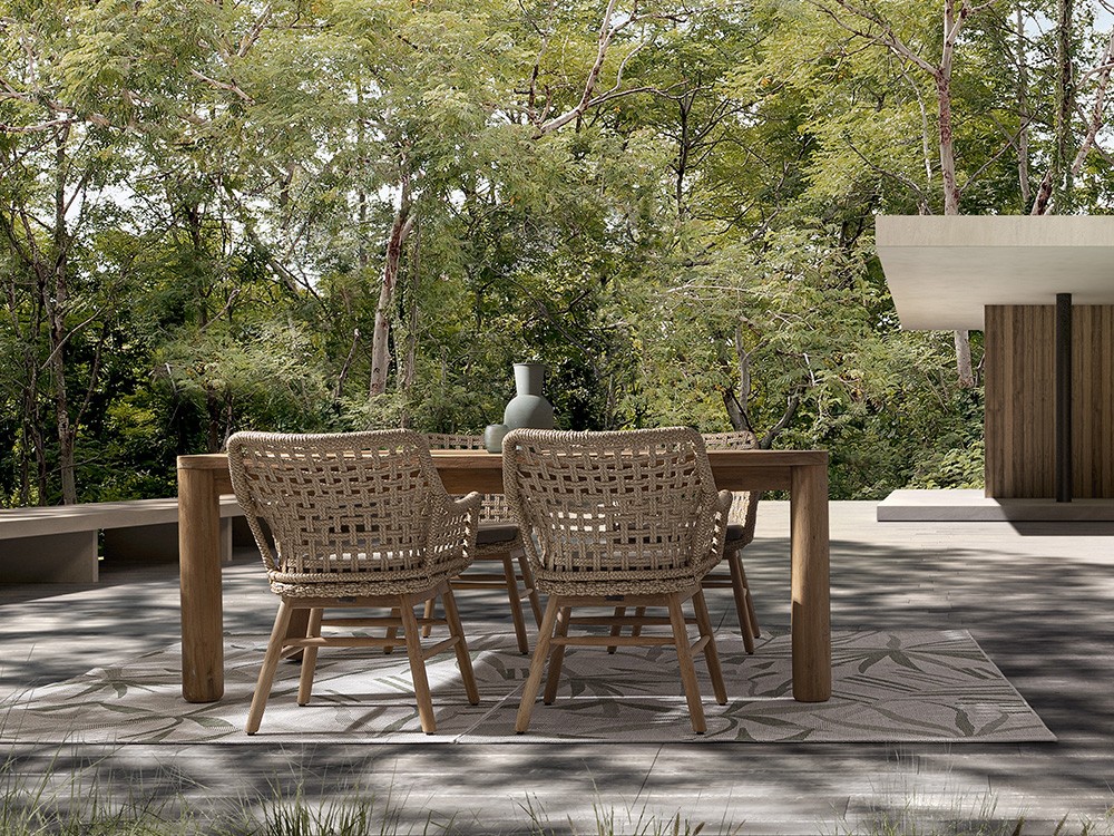 Mesa de comedor exterior Maverick de madera de teca reciclada Bizzotto - 11