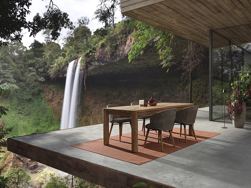 Mesa de comedor exterior Maverick de madera de teca reciclada Bizzotto - 1