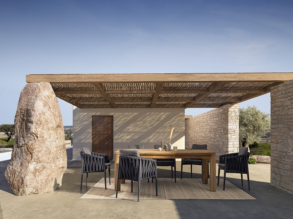 Mesa de comedor exterior Maverick de madera de teca reciclada Bizzotto - 13