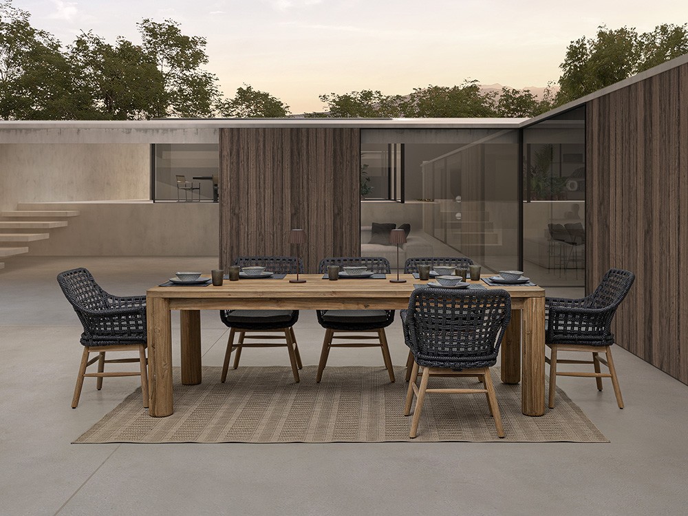 Mesa de comedor exterior Maverick de madera de teca reciclada Bizzotto - 16