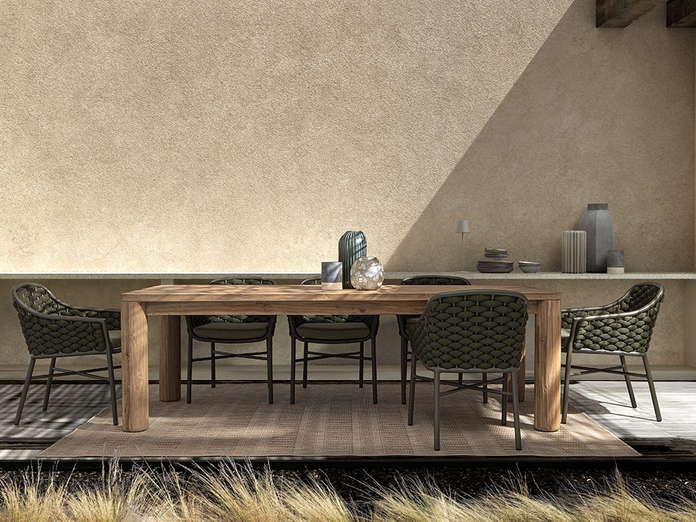 Mesa de comedor exterior Maverick de madera de teca reciclada Bizzotto - 17