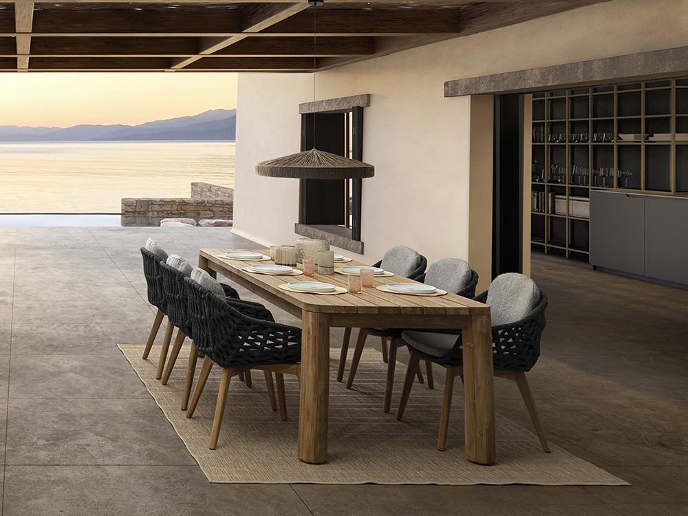 Mesa de comedor exterior Maverick de madera de teca reciclada Bizzotto - 18