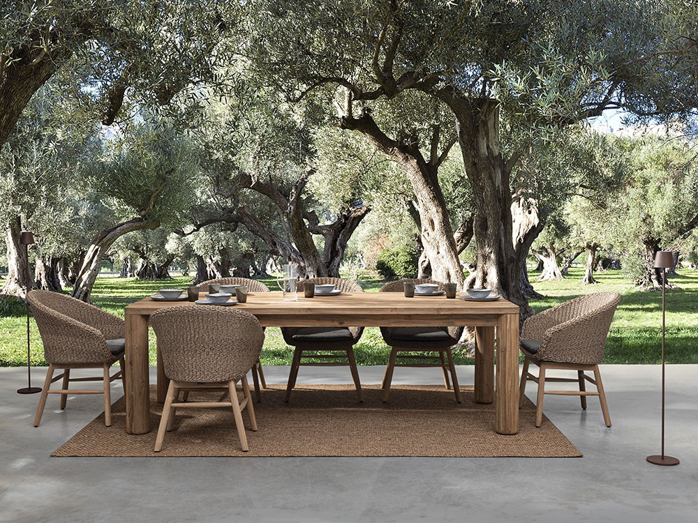 Mesa de comedor exterior Maverick de madera de teca reciclada Bizzotto - 19