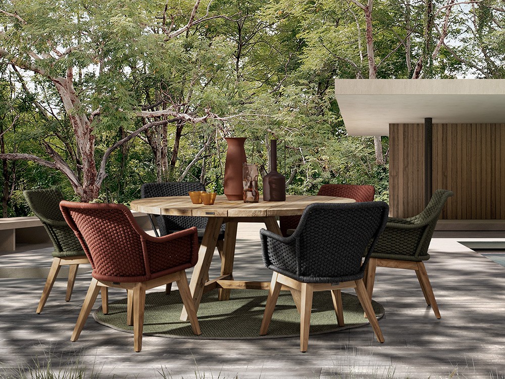 Mesa redonda de comedor exterior Fenton de madera de teca Bizzotto - 1