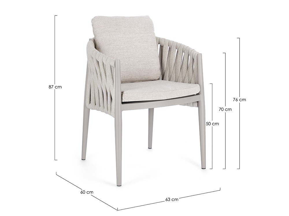 Silla para exterior Jacinta de cuerda trenzada y aluminio Bizzotto - 14