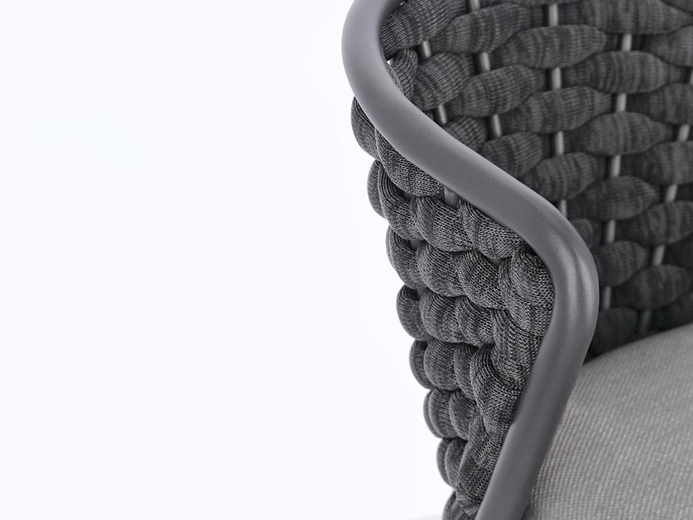 Silla apilable para comedor exterior Harlow de aluminio y cuerda trenzada Bizzotto - 7