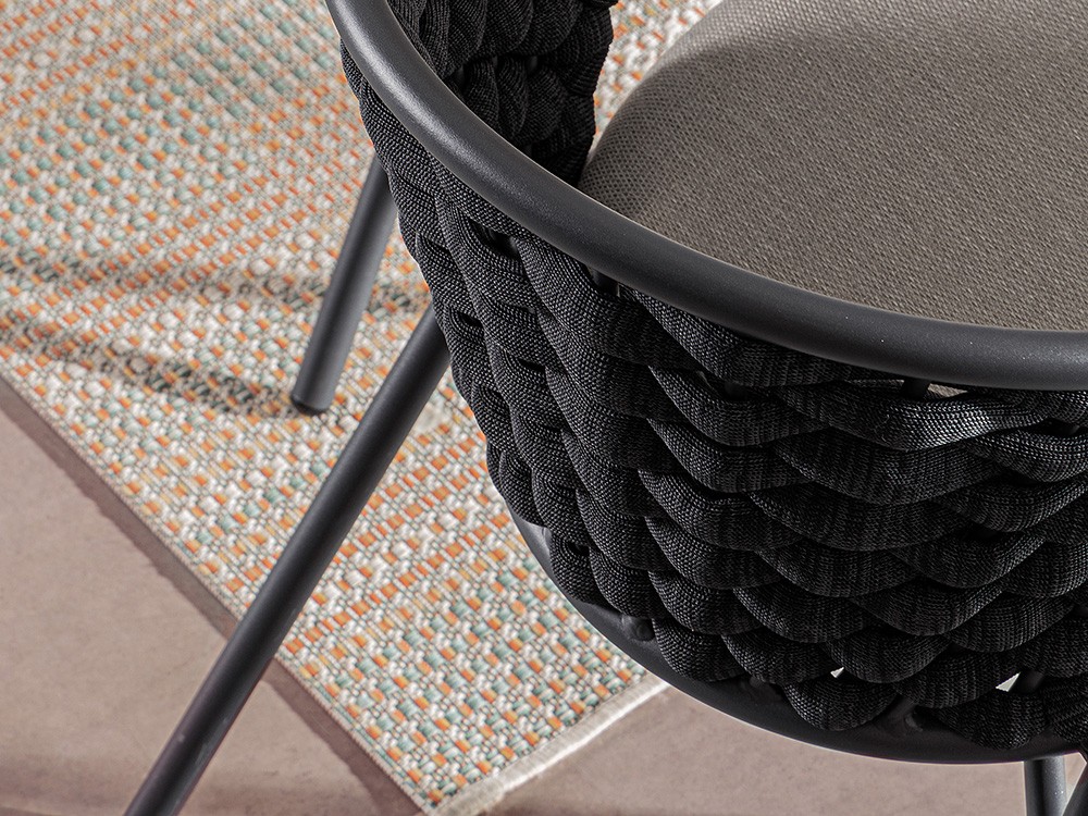 Silla apilable para comedor exterior Harlow de aluminio y cuerda trenzada Bizzotto - 9