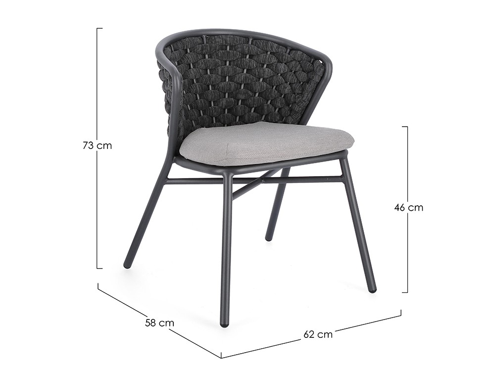 Silla apilable para comedor exterior Harlow de aluminio y cuerda trenzada Bizzotto - 14