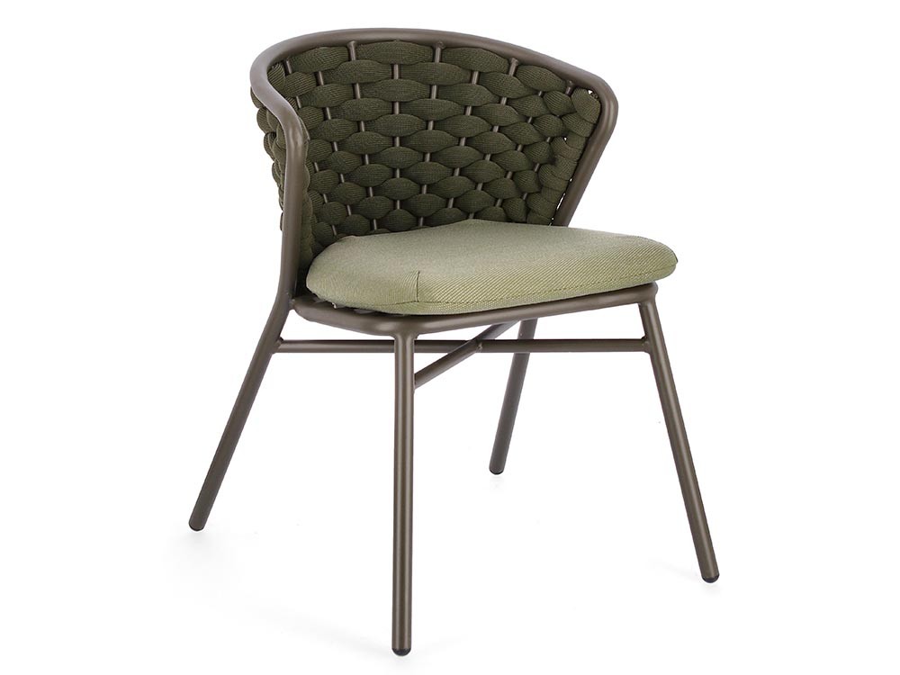 Silla apilable para comedor exterior Harlow de aluminio y cuerda trenzada Bizzotto - 3