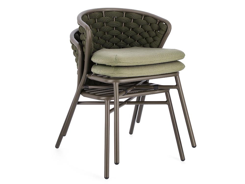 Silla apilable para comedor exterior Harlow de aluminio y cuerda trenzada Bizzotto - 5