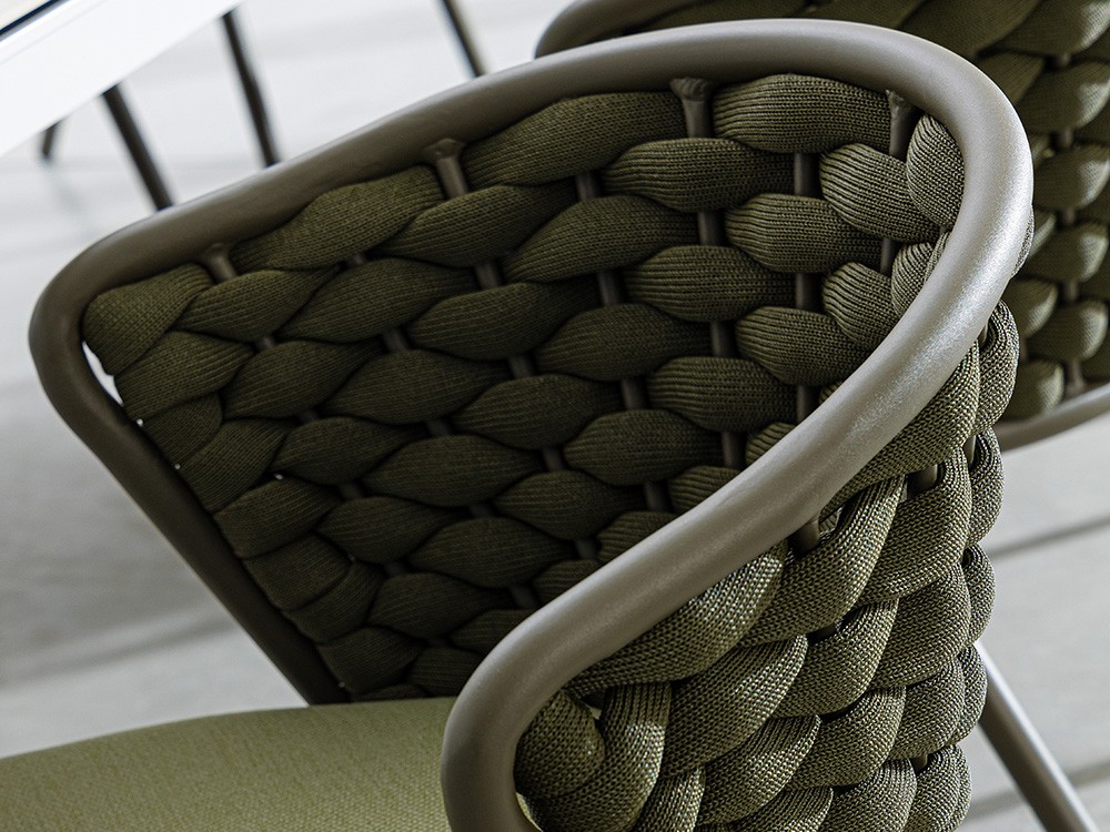 Silla apilable para comedor exterior Harlow de aluminio y cuerda trenzada Bizzotto - 17