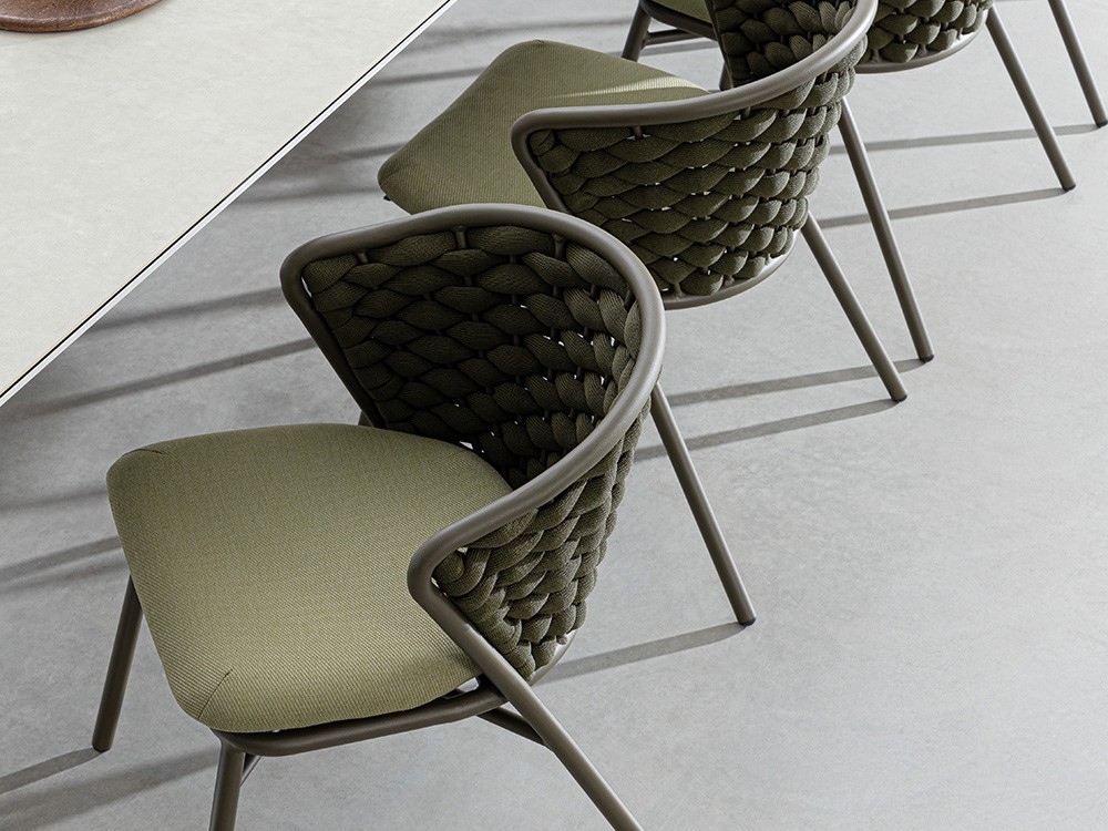 Silla apilable para comedor exterior Harlow de aluminio y cuerda trenzada Bizzotto - 19