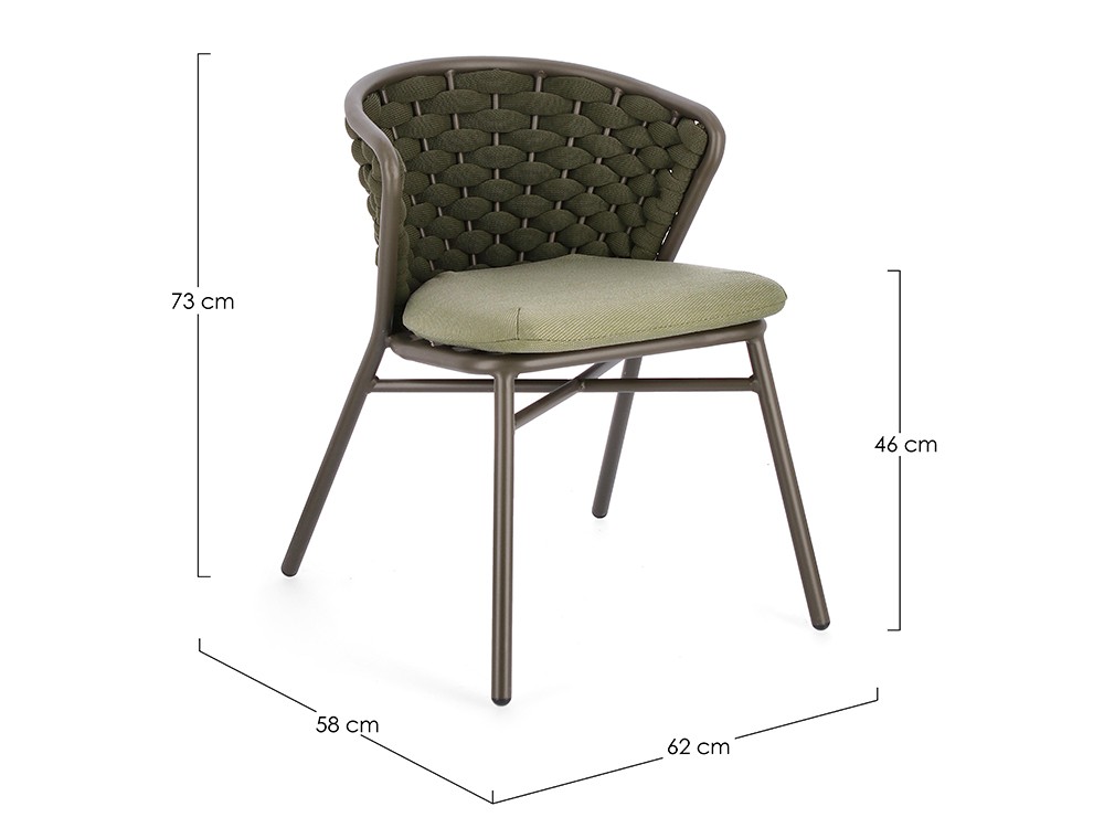 Silla apilable para comedor exterior Harlow de aluminio y cuerda trenzada Bizzotto - 24