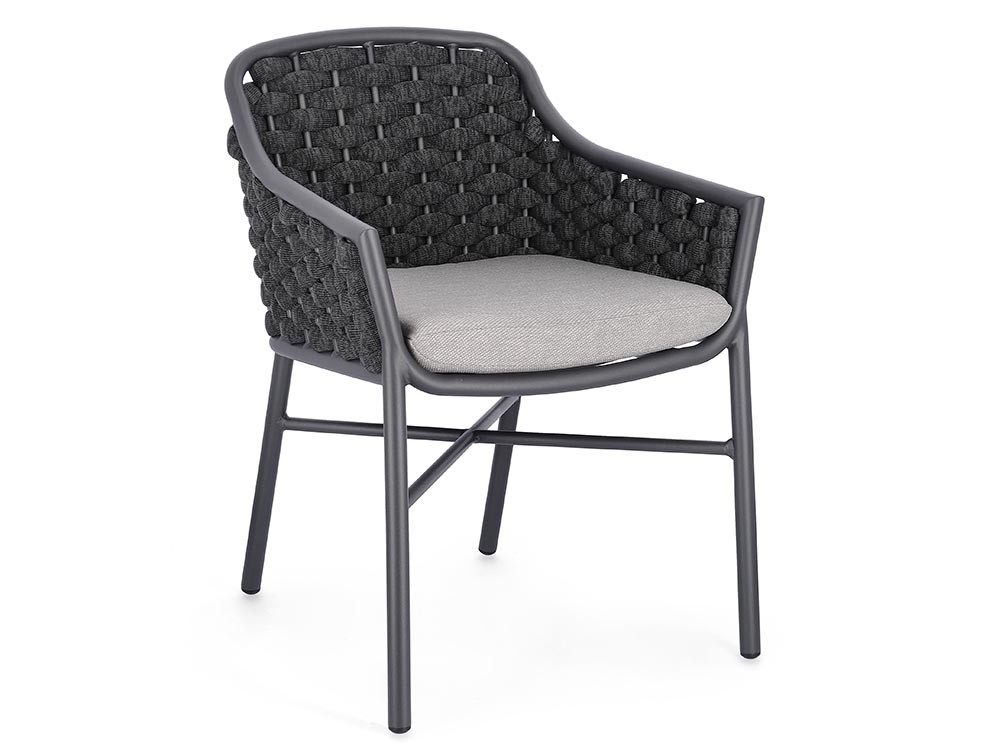 Silla apilable para comedor exterior Everly de aluminio y cuerda trenzada Bizzotto - 3