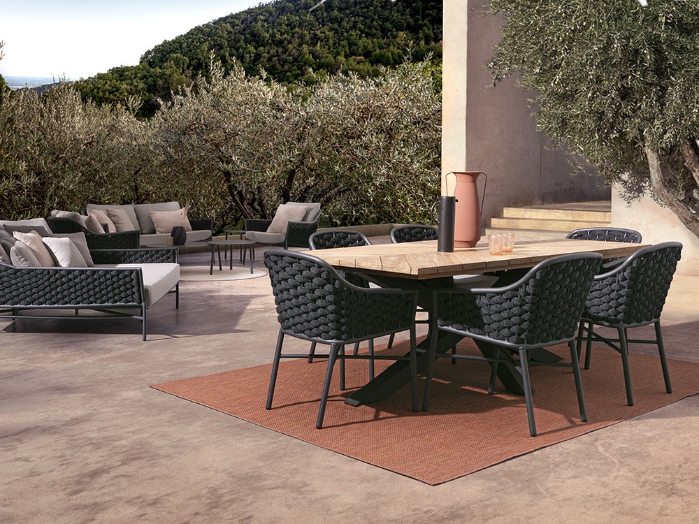 Silla apilable para comedor exterior Everly de aluminio y cuerda trenzada Bizzotto - 2