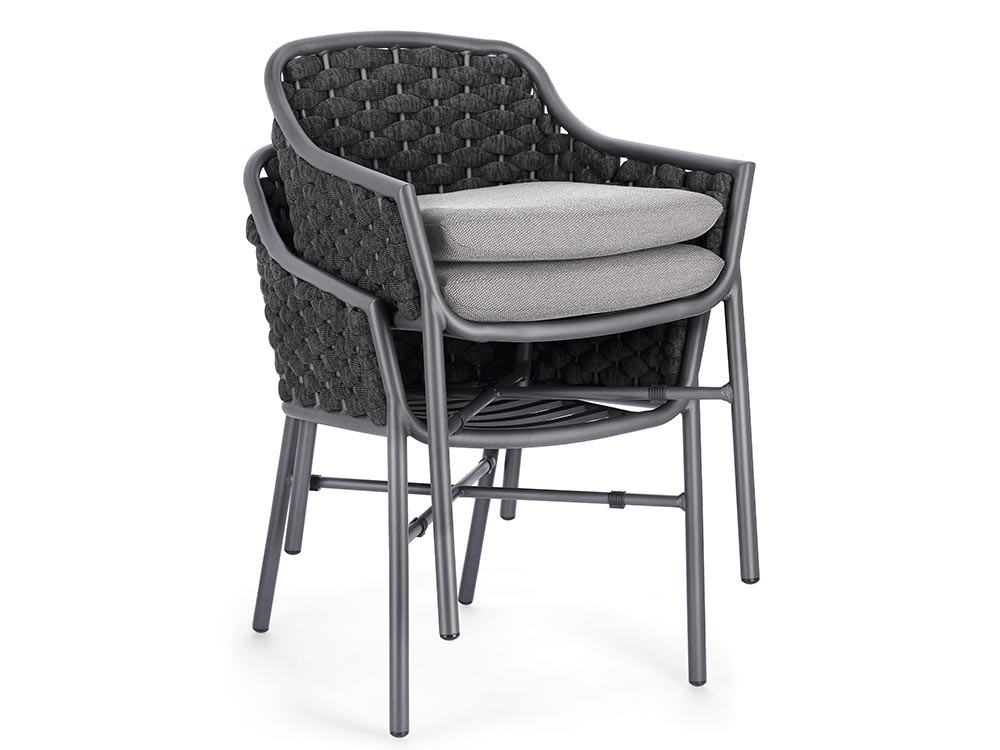 Silla apilable para comedor exterior Everly de aluminio y cuerda trenzada Bizzotto - 5