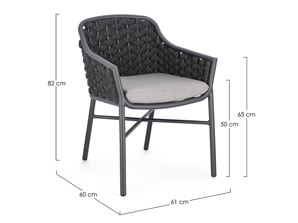Silla apilable para comedor exterior Everly de aluminio y cuerda trenzada Bizzotto - 13