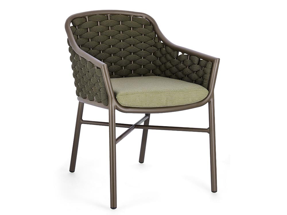Silla apilable para comedor exterior Everly de aluminio y cuerda trenzada Bizzotto - 1