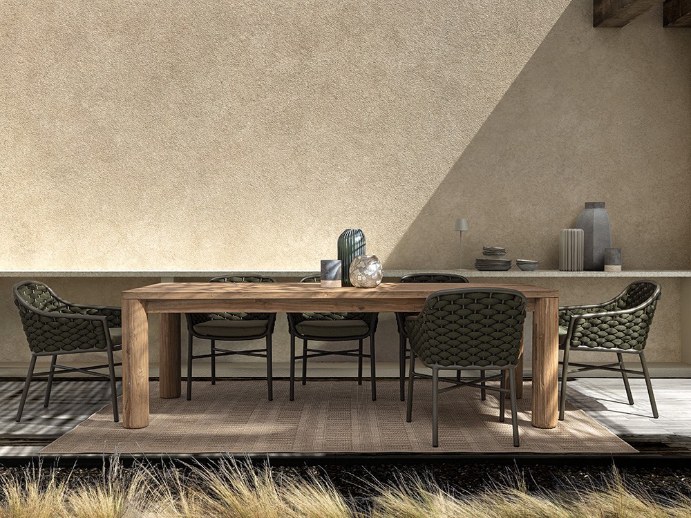 Silla apilable para comedor exterior Everly de aluminio y cuerda trenzada Bizzotto - 4