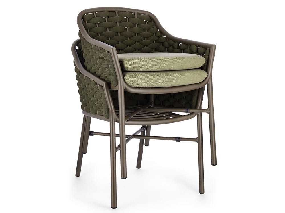 Silla apilable para comedor exterior Everly de aluminio y cuerda trenzada Bizzotto - 14