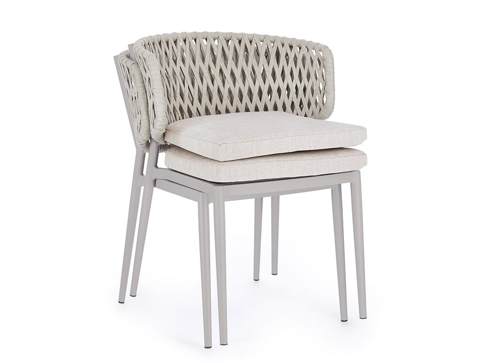 Silla apilable para comedor exterior Noelia de aluminio y cuerda trenzada Bizzotto - 4