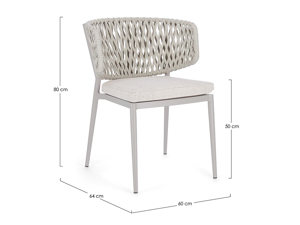 Silla apilable para comedor exterior Noelia de aluminio y cuerda trenzada Bizzotto - 12