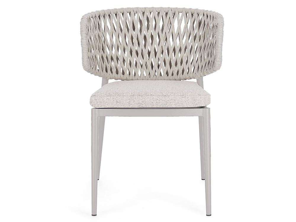 Silla apilable para comedor exterior Noelia de aluminio y cuerda trenzada Bizzotto - 9