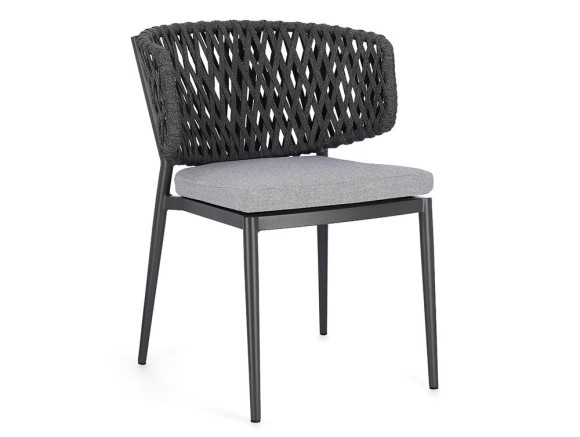 Silla apilable para comedor exterior Noelia de aluminio y cuerda trenzada Bizzotto - 1