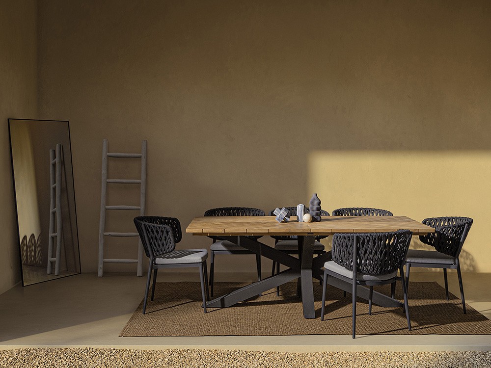 Silla apilable para comedor exterior Noelia de aluminio y cuerda trenzada Bizzotto - 13