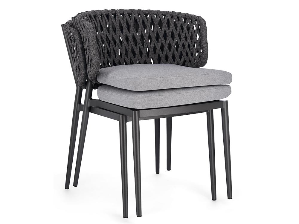 Silla apilable para comedor exterior Noelia de aluminio y cuerda trenzada Bizzotto - 14