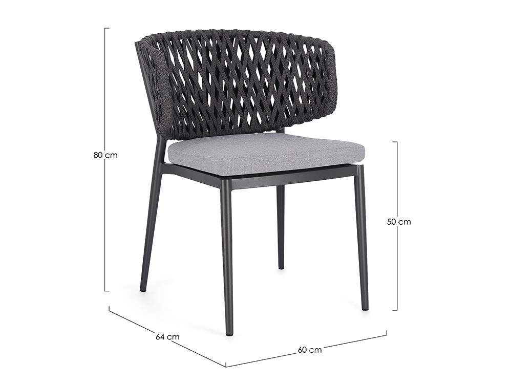 Silla apilable para comedor exterior Noelia de aluminio y cuerda trenzada Bizzotto - 21