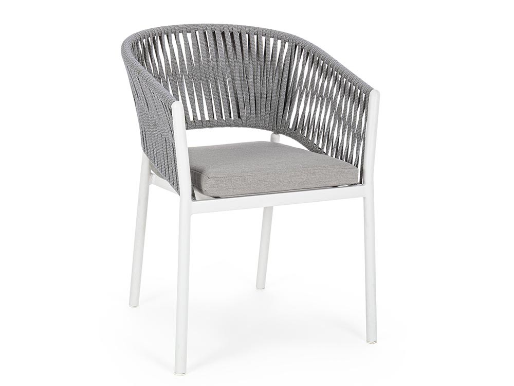 Silla apilable para comedor exterior Florencia de aluminio y cuerda trenzada Bizzotto - 2