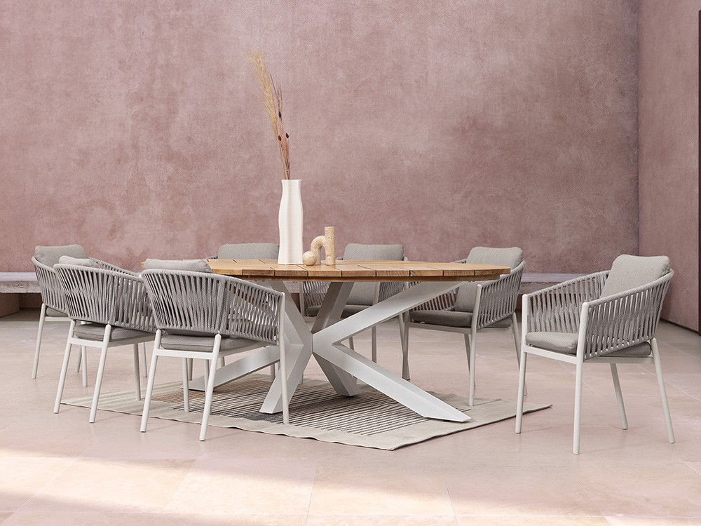 Silla apilable para comedor exterior Florencia de aluminio y cuerda trenzada Bizzotto - 4