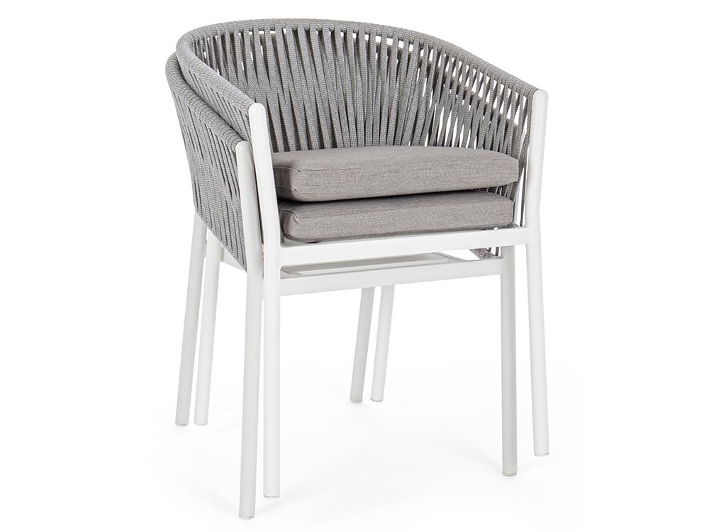 Silla apilable para comedor exterior Florencia de aluminio y cuerda trenzada Bizzotto - 3
