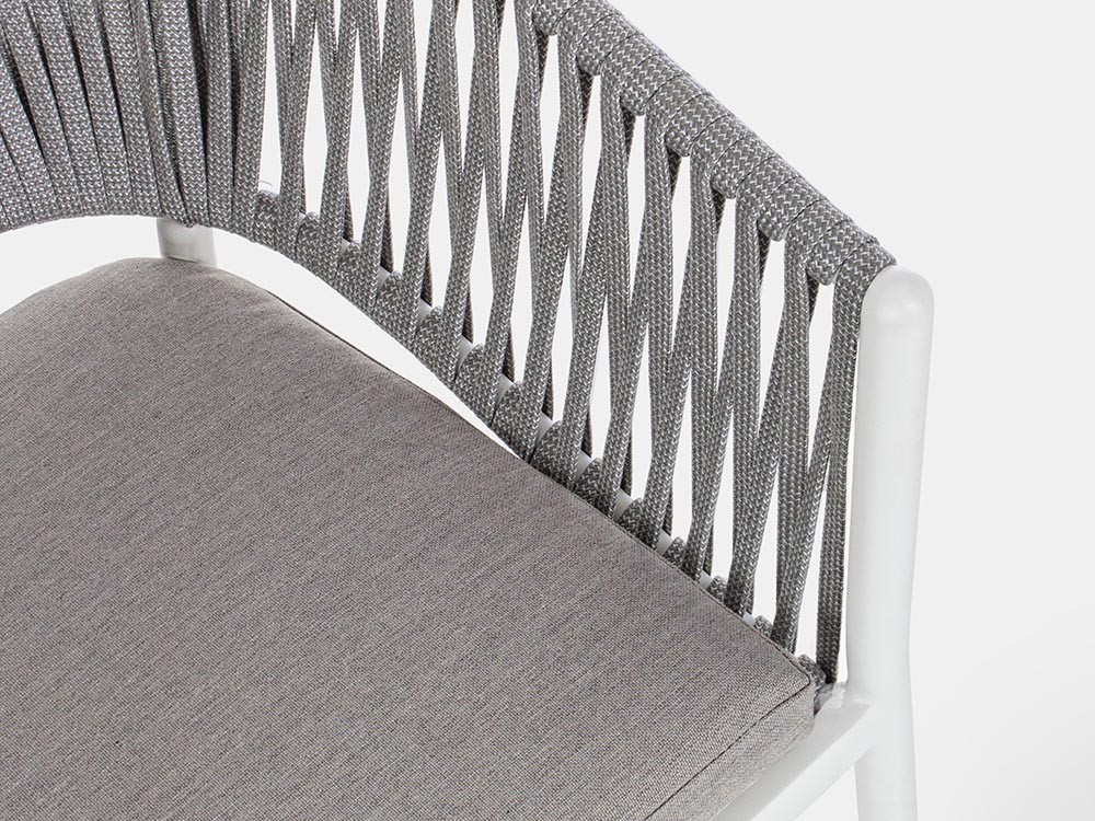 Silla apilable para comedor exterior Florencia de aluminio y cuerda trenzada Bizzotto - 5