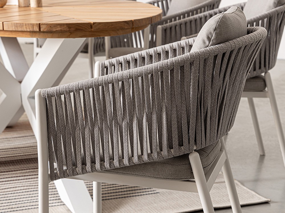 Silla apilable para comedor exterior Florencia de aluminio y cuerda trenzada Bizzotto - 7