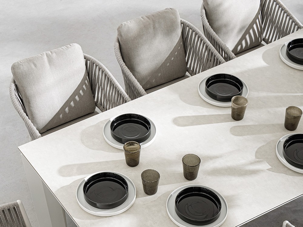 Silla apilable para comedor exterior Florencia de aluminio y cuerda trenzada Bizzotto - 8