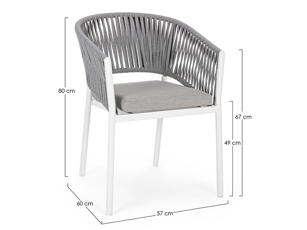 Silla apilable para comedor exterior Florencia de aluminio y cuerda trenzada Bizzotto - 12