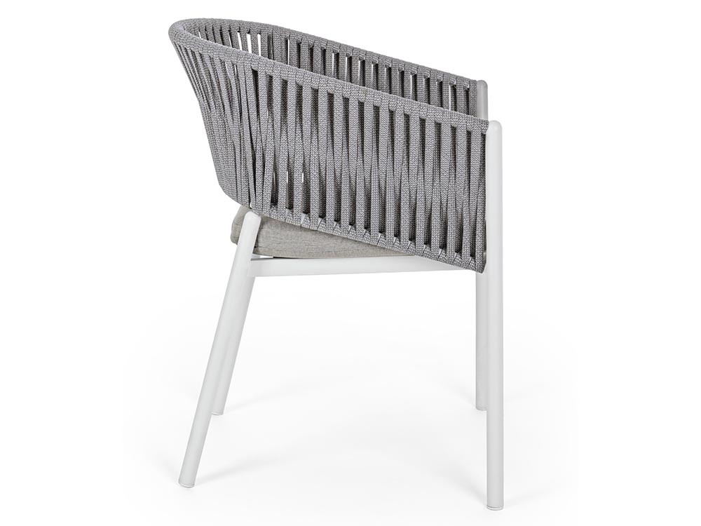 Silla apilable para comedor exterior Florencia de aluminio y cuerda trenzada Bizzotto - 11