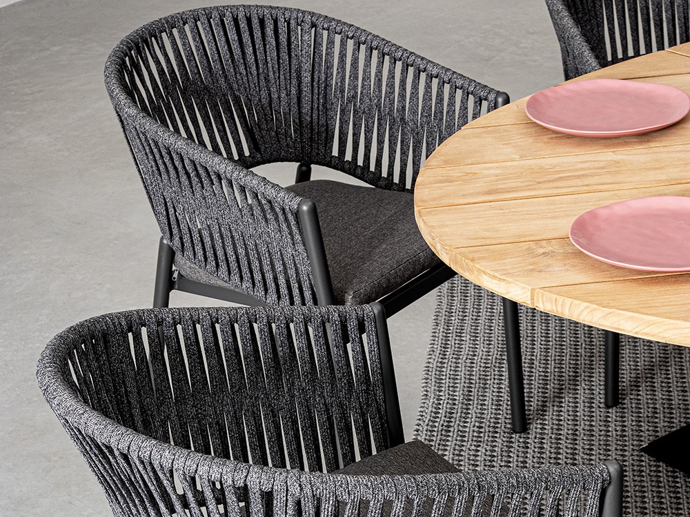 Silla apilable para comedor exterior Florencia de aluminio y cuerda trenzada Bizzotto - 18
