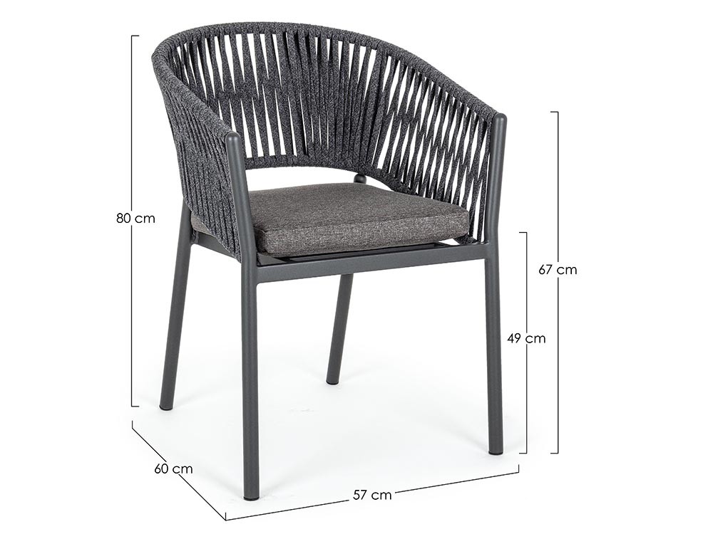 Silla apilable para comedor exterior Florencia de aluminio y cuerda trenzada Bizzotto - 23