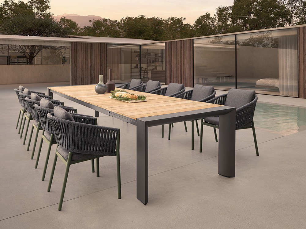 Silla apilable para comedor exterior Florencia de aluminio y cuerda trenzada Bizzotto - 26