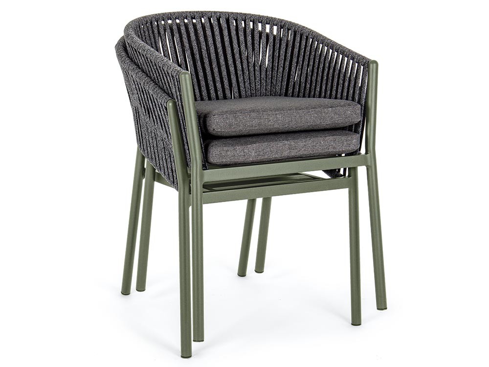 Silla apilable para comedor exterior Florencia de aluminio y cuerda trenzada Bizzotto - 25