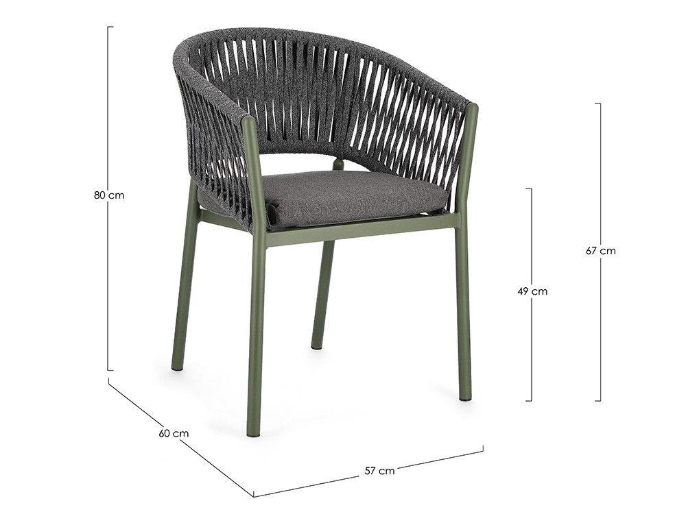 Silla apilable para comedor exterior Florencia de aluminio y cuerda trenzada Bizzotto - 33