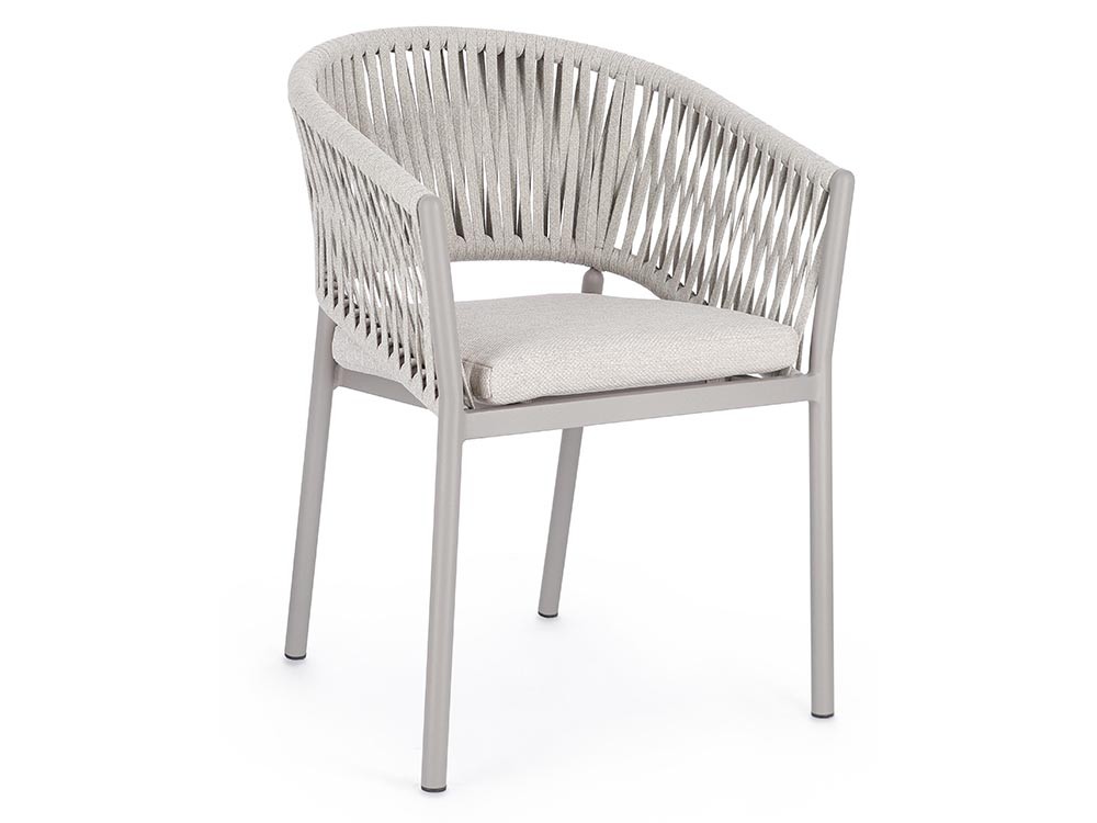 Silla apilable para comedor exterior Florencia de aluminio y cuerda trenzada Bizzotto - 34