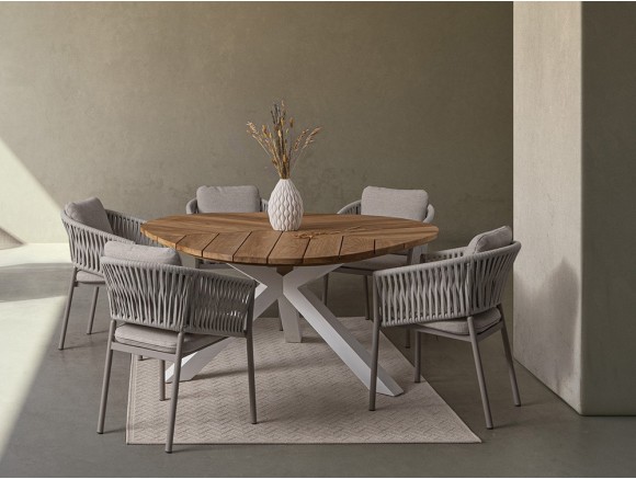 Silla apilable para comedor exterior Florencia de aluminio y cuerda trenzada Bizzotto - 1